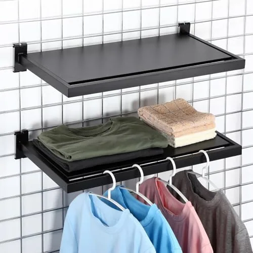 2 Piece Gridwall Shelf, Black