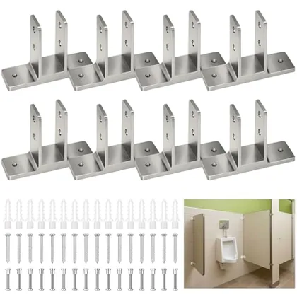 8 Piece Urinal Screen Brackets Polished Chrome 2-Ear Urinal, wall & fixings