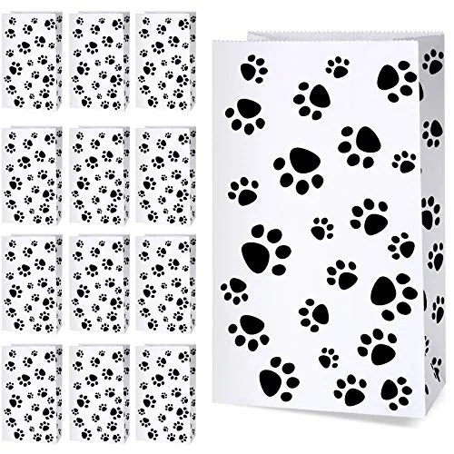 36 Piece 36 36 Pack 8.3 x 4.7 x 3.2 in Dog Paw Gift Paper Bags, White
