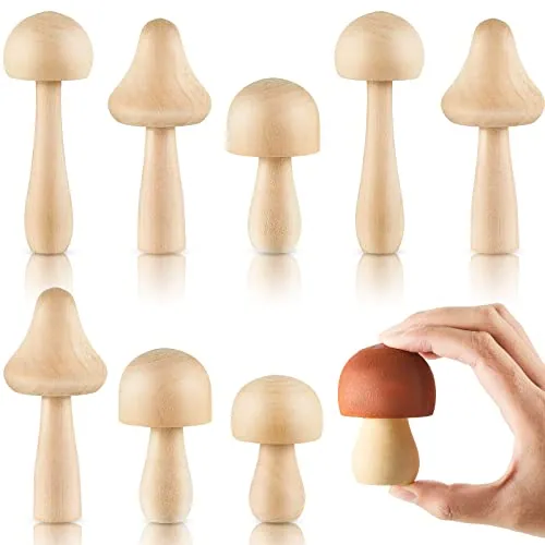 30 Piece Big Sizes Unfinished Wooden Mushroom Natural Wooden