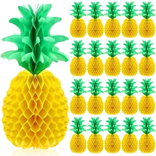 20 Piece 14 Inch Pineapple Decorations, Green