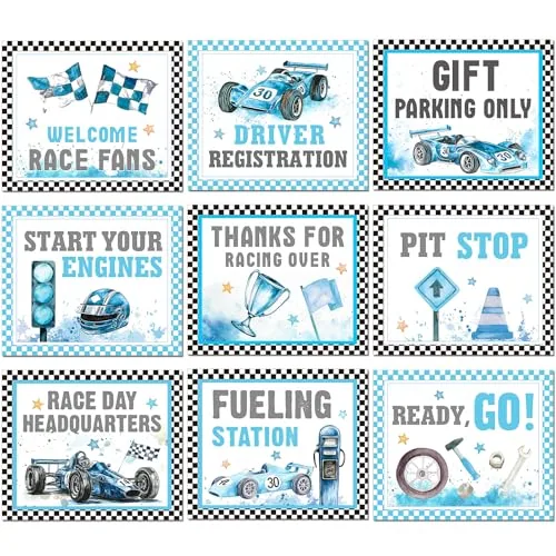 9 Piece Race Car Birthday Party Decoration Party Supplies