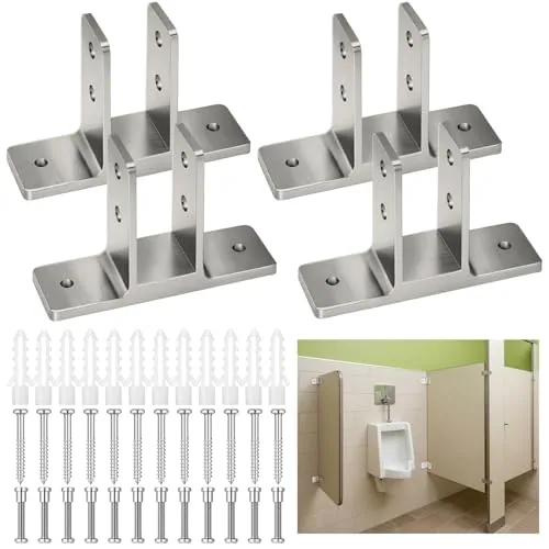 4 Piece Urinal Screen Brackets Polished Chrome 2-Ear Urinal