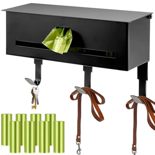 Wall Mount Dog Poop Bags Dispenser Holder, Black