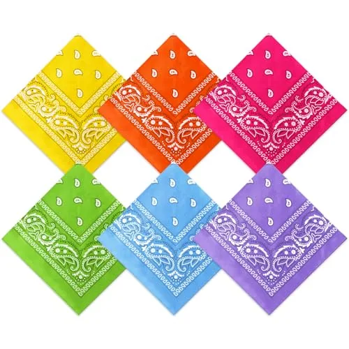 6 Piece Neon Color Cowboy Bandana