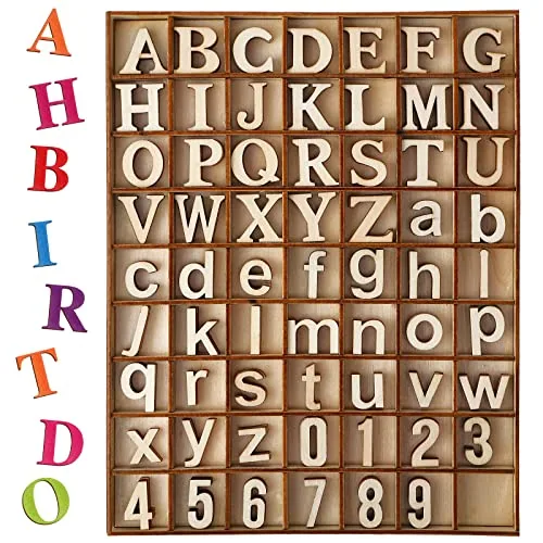 248 Piece 1 Inch Wood Alphabet Letters Numbers Blank Unfinished