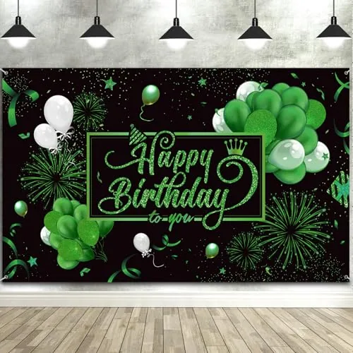 Folding and Green Happy Birthday Banner Sign Photo Backdrop