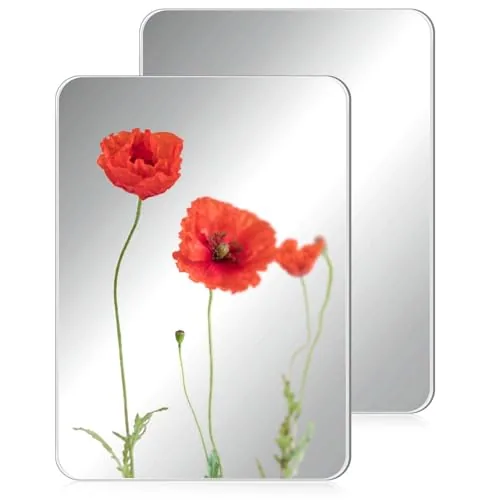 2 Piece Magnetic Locker Mirror Small Real Glass School Locker, Multicolour