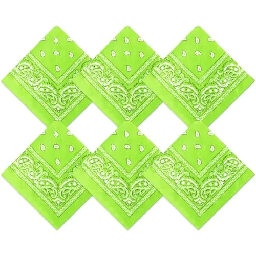 6 Piece Neon Color Cowboy Bandana, Green