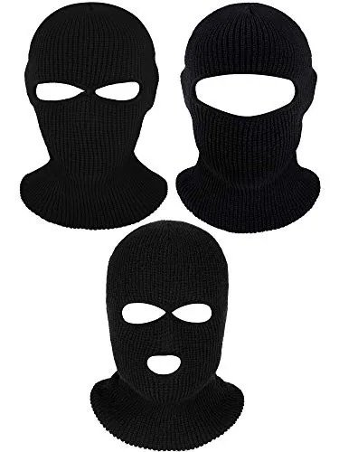 3 Piece Knit Ski Masks, Black