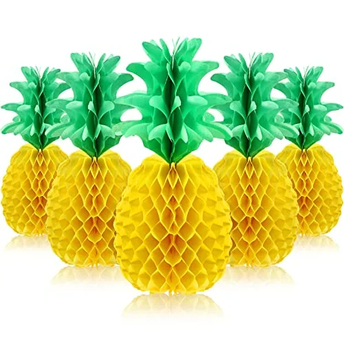 6 Piece 14 Inch Pineapple Decorations, Green