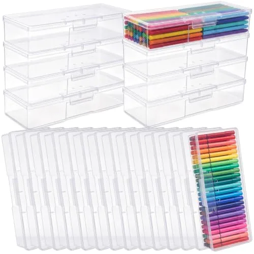 24 Piece Plastic Pencil Box Bulk Clear Pencil Case