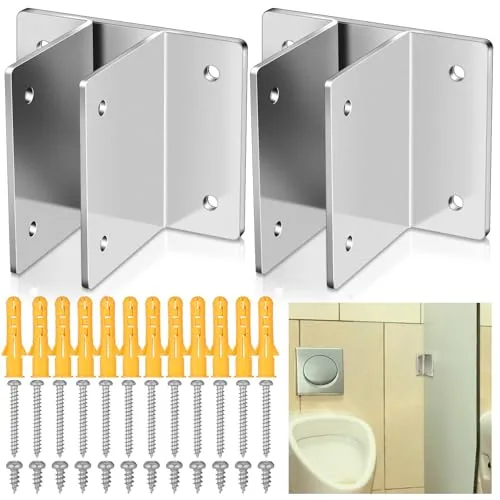 2 Piece Large Two Ear Urinal Screen Bracket, Silver