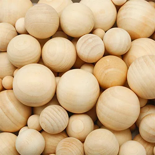 122 Piece Round Wood Balls Unfinished Wooden Balls Natural Craft