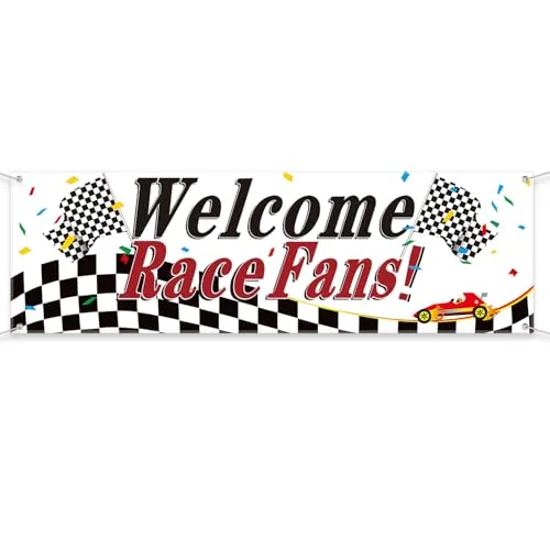 Racing Party Decorations Welcome Race Fans Banner Racing, Red