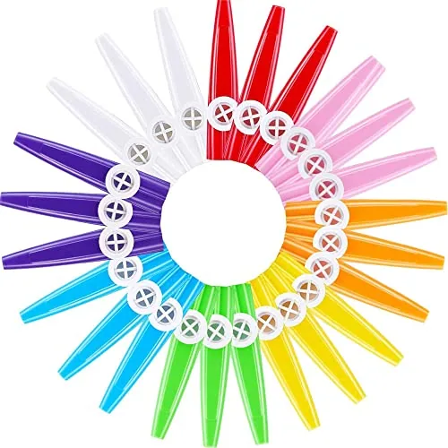 24 Piece Colorful Plastic Kazoos Bulk, Yellow