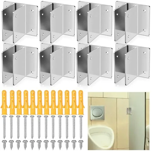 8 Piece Large Two Ear Urinal Screen Bracket, Silver