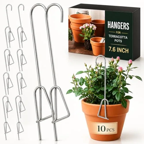 10 Piece 7.6 Inch Orchid Hanger Clip on Pot Hanger, Silver