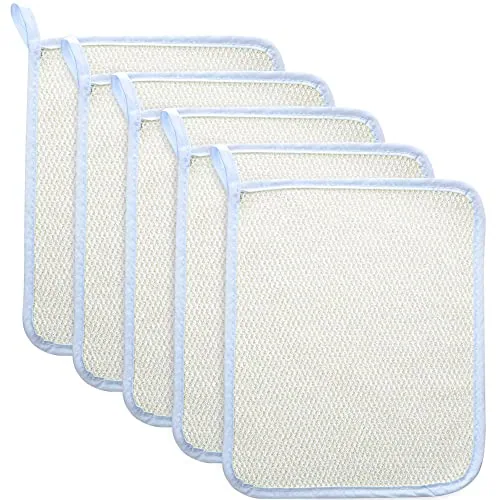 5 Piece Exfoliating Washcloth Set, White