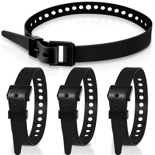 4 Piece Reusable Industrial Straps 20 in Length Reliable Tension, Black