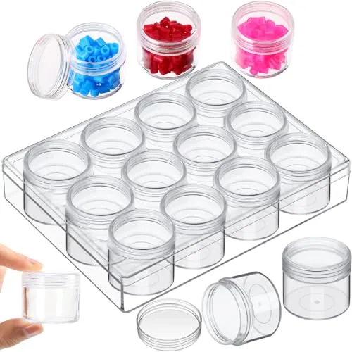 12 Piece Bead Organizer Small Bead Storage Containers Set Plastic, Clear