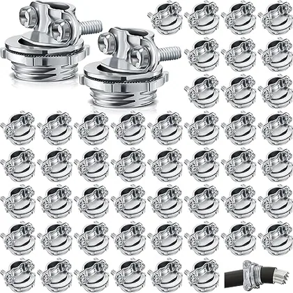 50 Piece 1/2 Inch Cable Connectors, Silver, repair & workshop