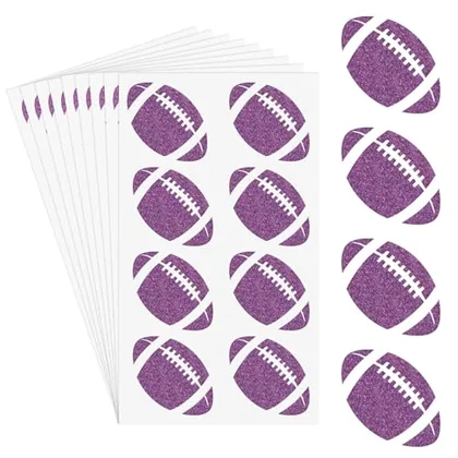 240 Piece 30 Sheets/ 240 Pcs Glitter Football Temporary Tattoos, Purple