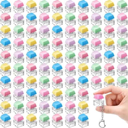 100 Piece Fidget Keyboard Keychain Bulk Clicker Finger Toys
