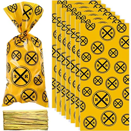 100 Piece Train Party Favor Bags, Black