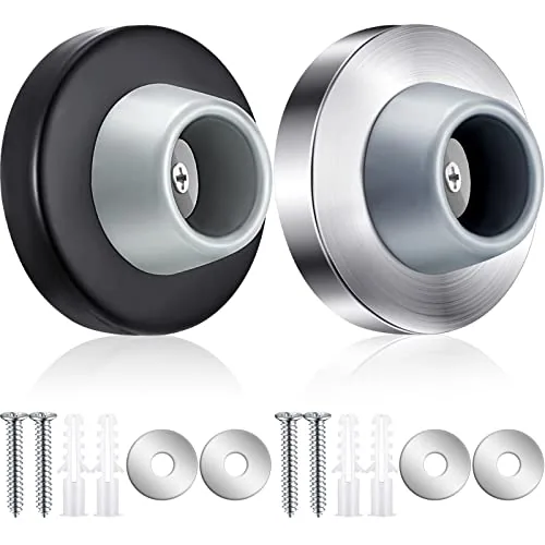 Door Stopper Wall Bumper Flush Mount Protector, Silver