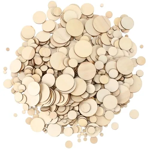 900 Piece Unfinished Wood Slices Round Disc Circles