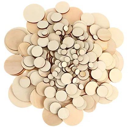 450 Piece Unfinished Wood Slices Round Disc Circles