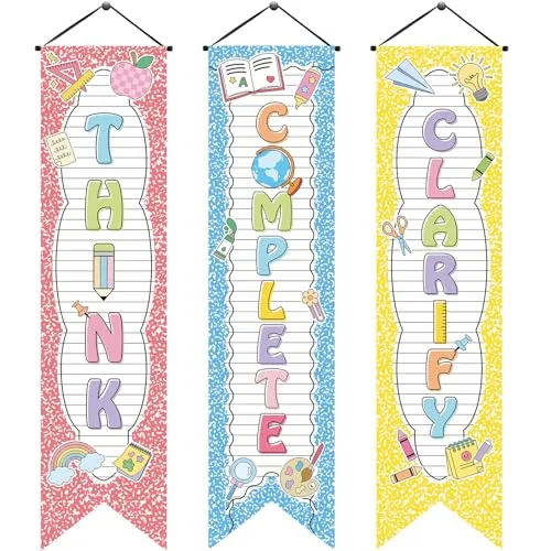 3 Piece Pastel Classroom Banners Colorful Composition Notebook