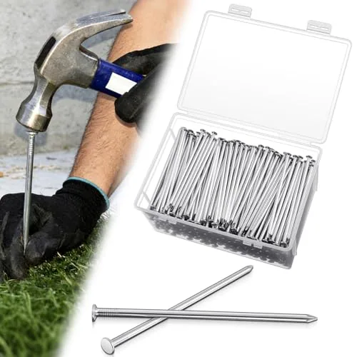 658 Piece 6 Inch Turf Nails Metal Galvanized Landscape Spikes, Silver