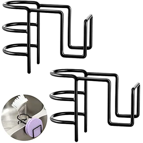2 Piece s 2-in-1 Sink Brush Holder Kitchen Dish Wand Holder, Black