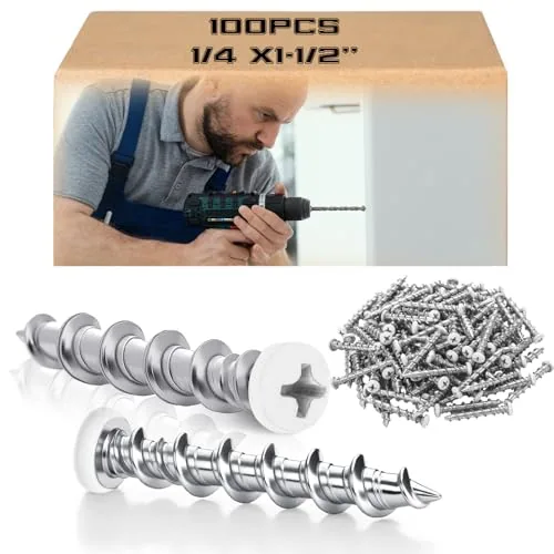 100 Piece Drywall Anchors 1/4 X 1-1/2 Inch White Self Drilling