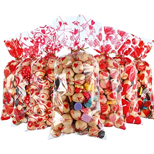180 Piece Valentines Treat Bags 180 Pcs Valentine Candy Cellphone, Clear