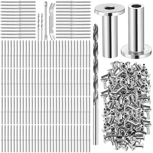 200 Piece 1/8 in Cable Railing Hardware Kit and T316 Stainless, Silver