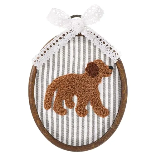 Dog Nursery Decor Vintage Wall Art Decor Framed Canvas, Brown