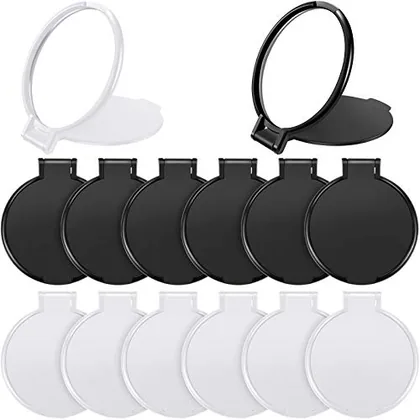24 Piece Mini Folding Round Compact Mirror Portable Pocket Makeup, Black