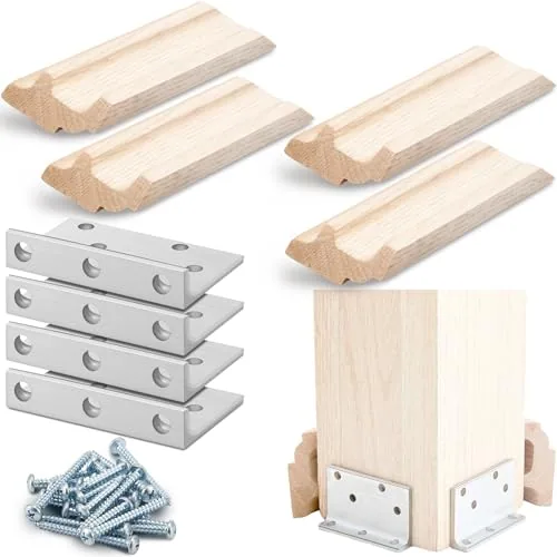 1 Piece 3-1/2 in Newel Post Mounting Kit 4 Pcs L Bracket Post, Silver