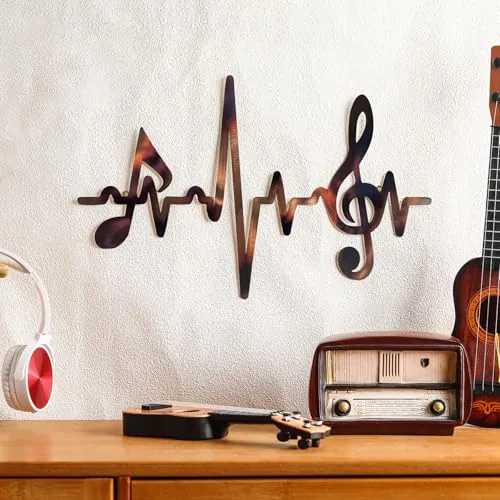 Metal Musical Decorations Wall Art Sign Heartbeat Music