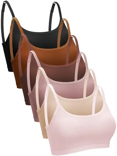 6 Piece 3/6 Pieces Mini Camisole Bra Wireless Padded Bra Sport, Pink
