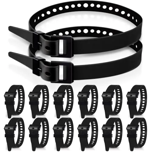 12 Piece Reusable Industrial Straps 20 in Length Reliable Tension, Black