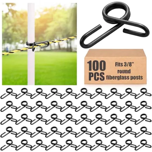 100 Piece Fiberglass Fence Post Clip, Black