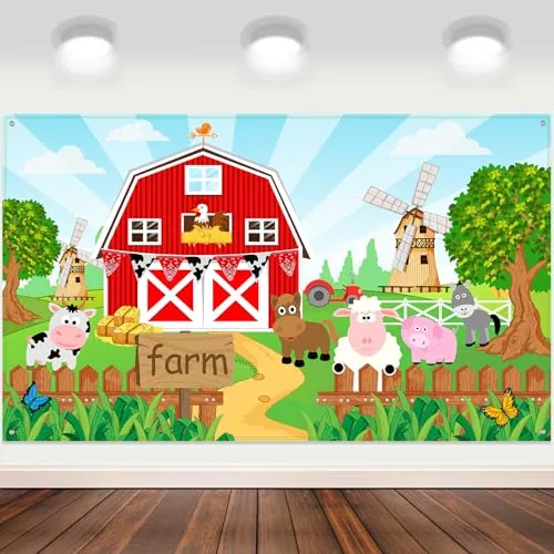 Trunk or Treat Car Decorations Farm Barn Animals Backdrop, Multicolour