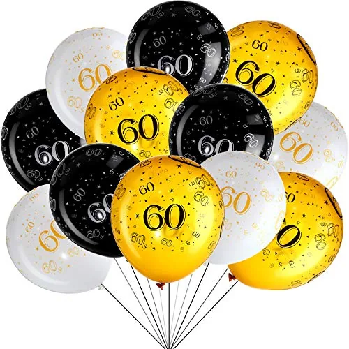 45 Piece 60th Birthday Balloons, White