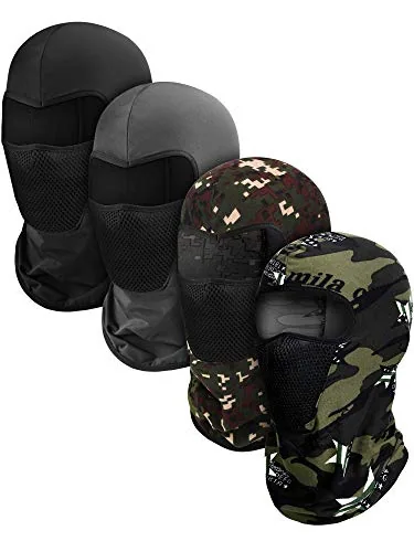 4 Piece Balaclava Ski Mask Full Face Cover Mask, Grey