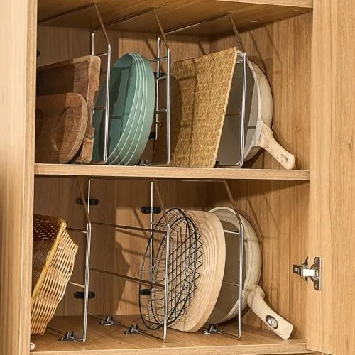 6 Piece Baking Sheet Organizer 12 in x 20 in Tray Dividers, Silver