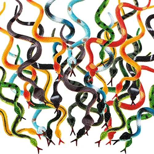 32 Piece Plastic Snake Toys, Multicolour